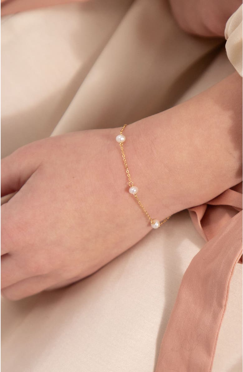 In Season Jewelry 14k 4mm Freshwater Cultured Pearl Bracelet, Alternate, color, White