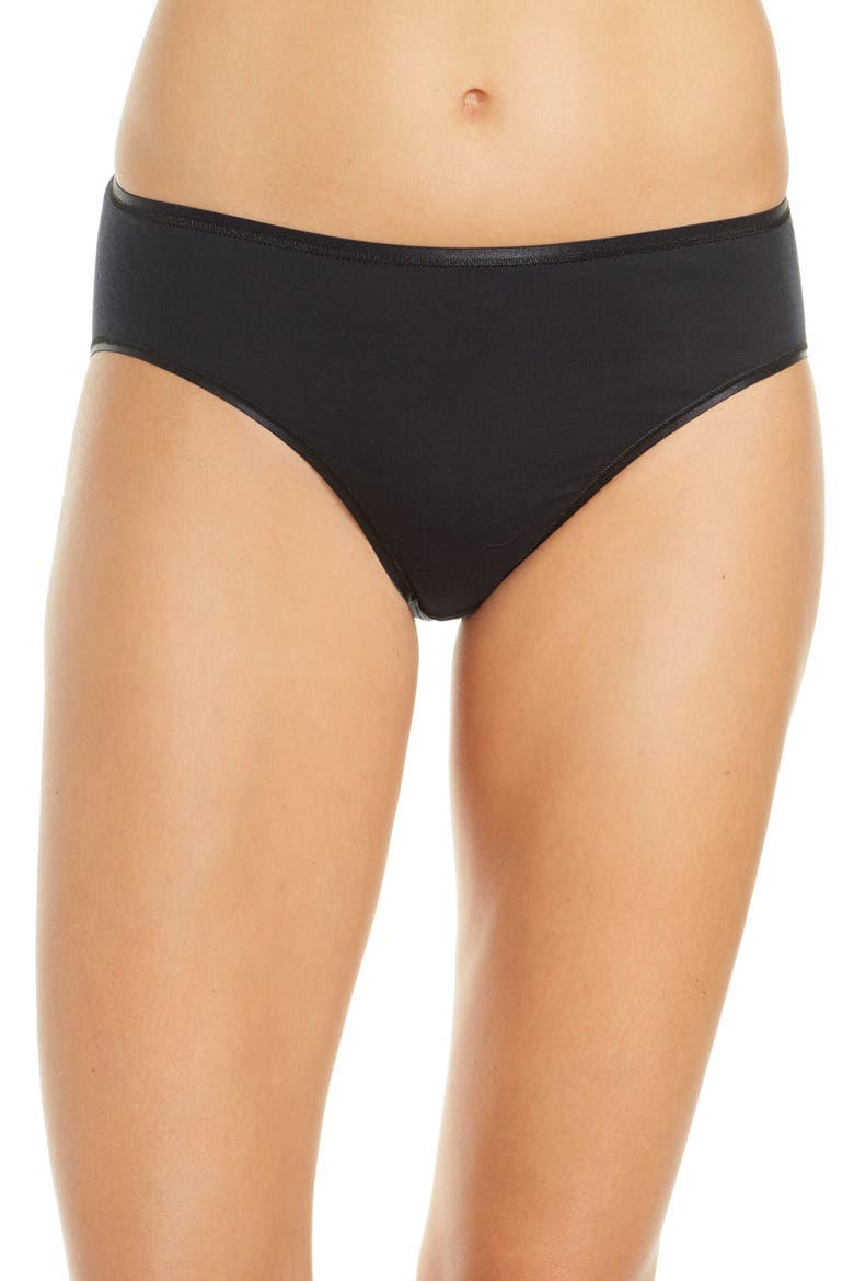Cotton Seamless Hi Cut Briefs, Alternate, color, BLACK