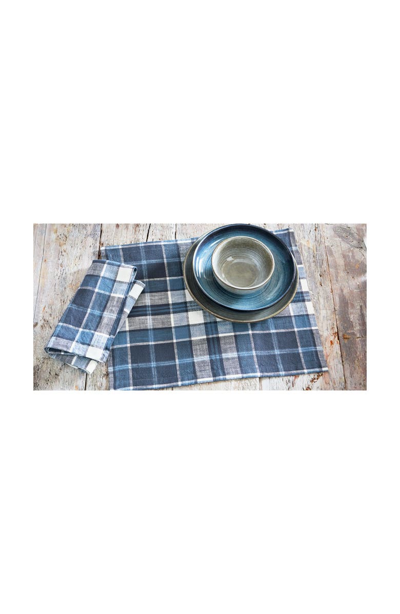 tag Mirage Plaid Cotton Placemat Blue Christmas Design Machine Washable, Alternate, color, Blue