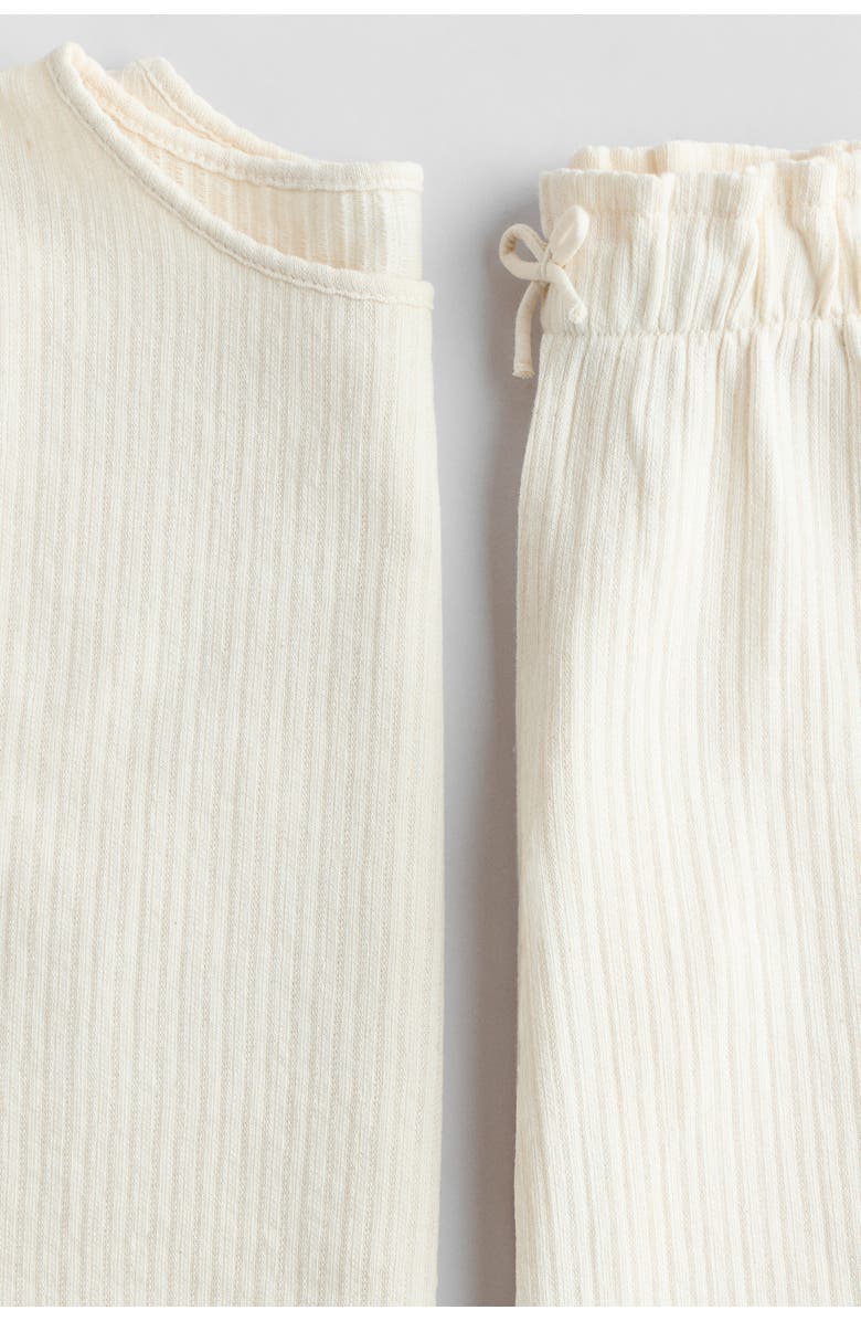 H&M 2-piece Frill-trimmed Set, Alternate, color, Cream