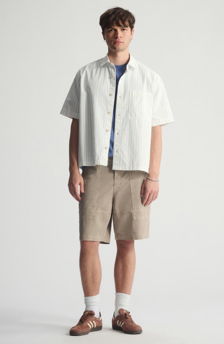 Brooklyn Industries Stripe Short Sleeve Cotton Button-Up Shirt, Alternate, color, Bel Air Blue