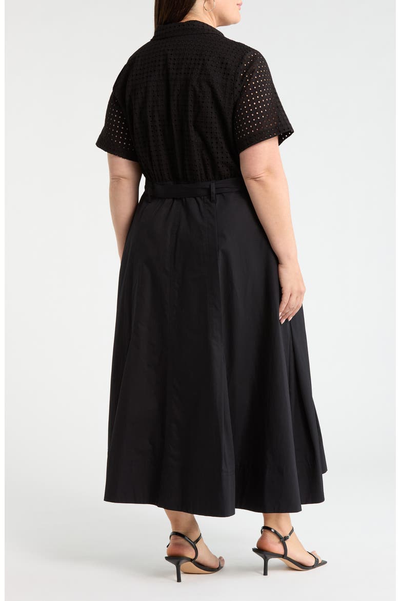 Eyelet Embroidery Midi Shirtdress, Alternate, color, RICH BLACK 060