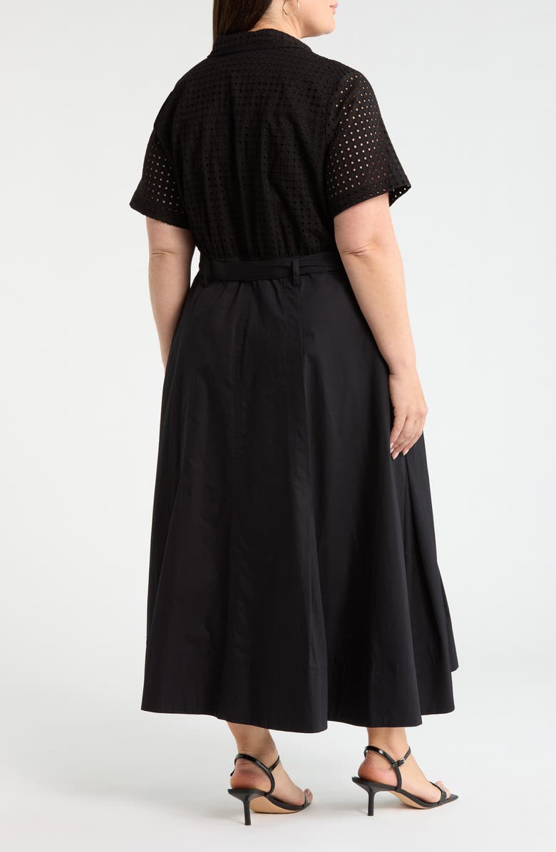Halogen<sup>®</sup> Eyelet Embroidery Midi Shirtdress, Alternate, color, Rich Black 060