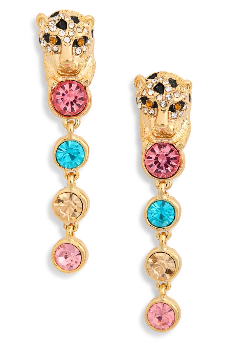 Lacey Cubic Zirconia Linear Drop Earrings, Main, color, GOLD