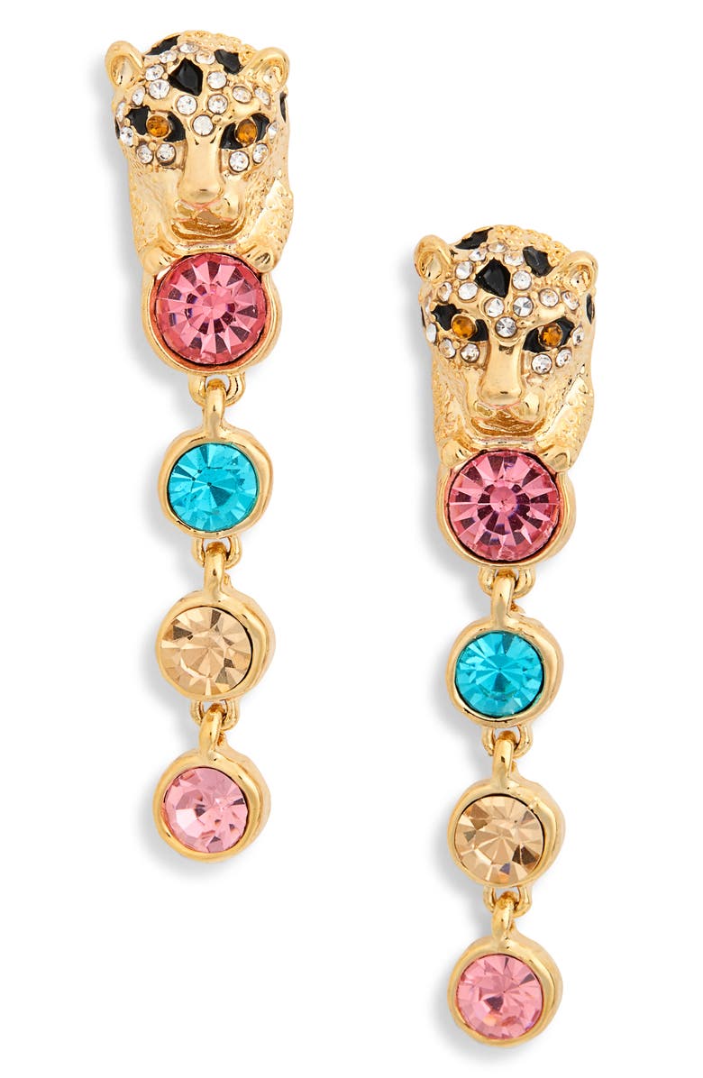 EYE CANDY LOS ANGELES Lacey Cubic Zirconia Linear Drop Earrings, Main, color, Gold