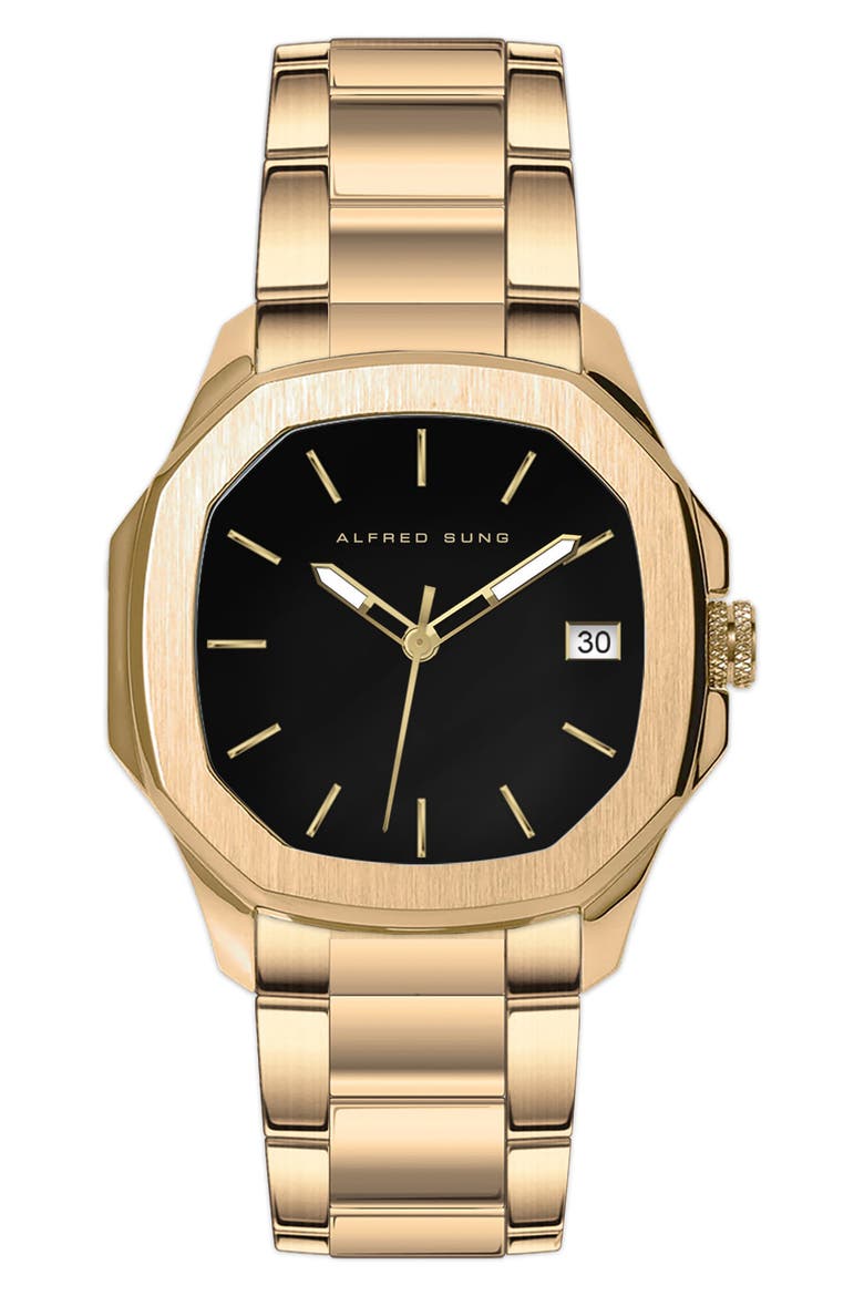 Three-Hand Quartz Bracelet Watch, 42mm, Main, color, BLACK