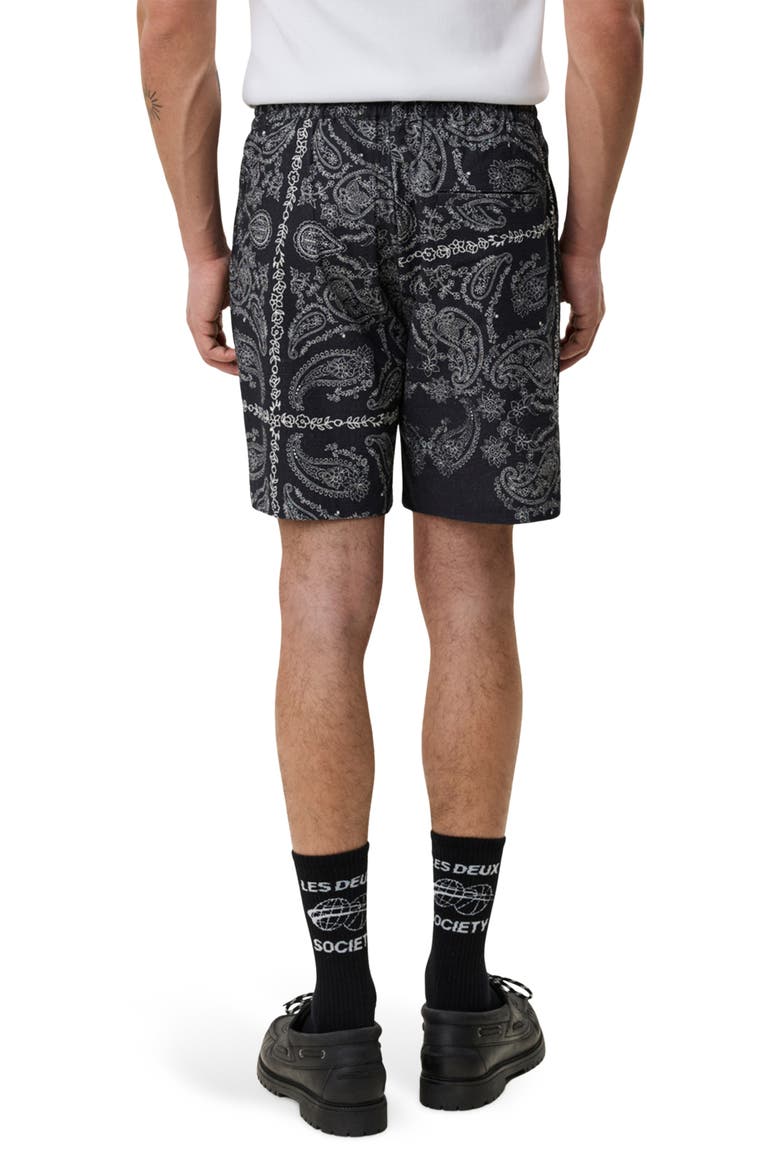 Paisley Organic Cotton Shorts, Alternate, color, TAP SHOE BLACK
