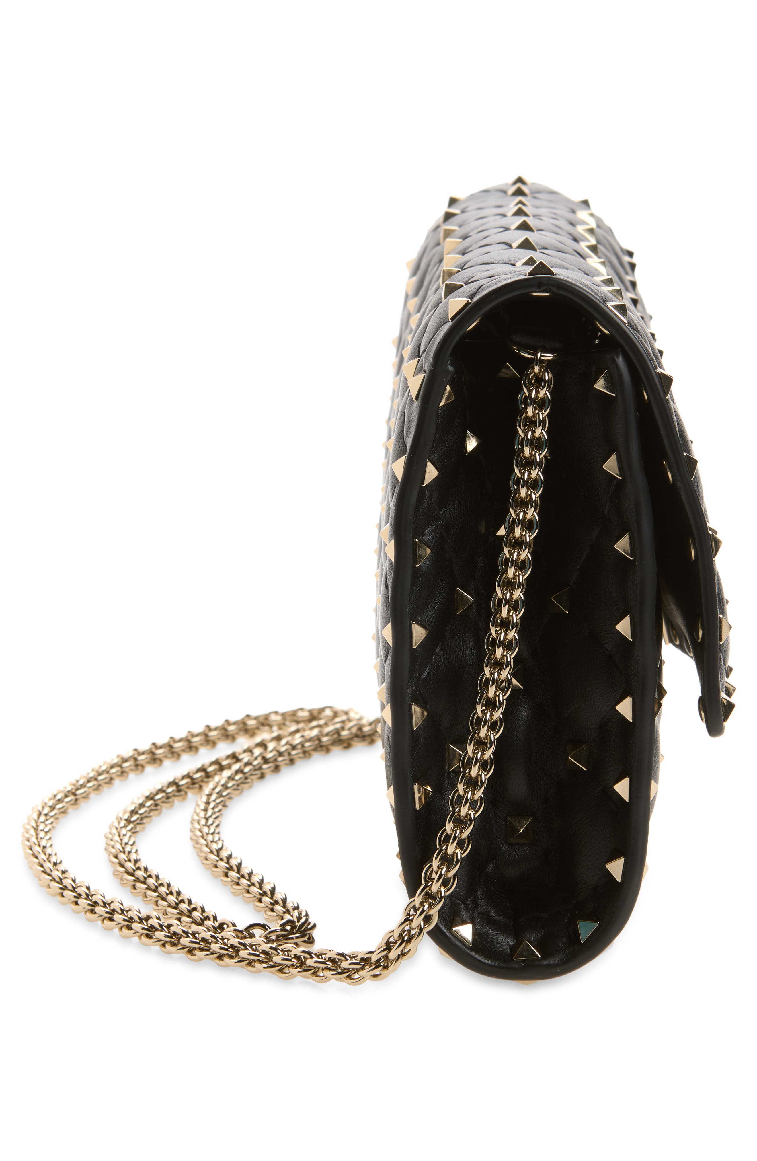 Rockstud Matelassé Quilted Leather Crossbody Bag, Alternate, color, BLACK