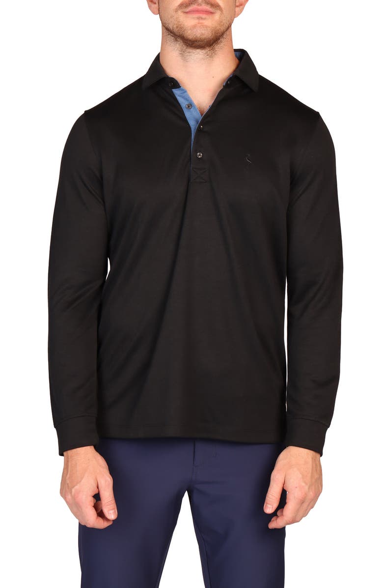 TailorByrd Long Sleeve Polo, Main, color, Black