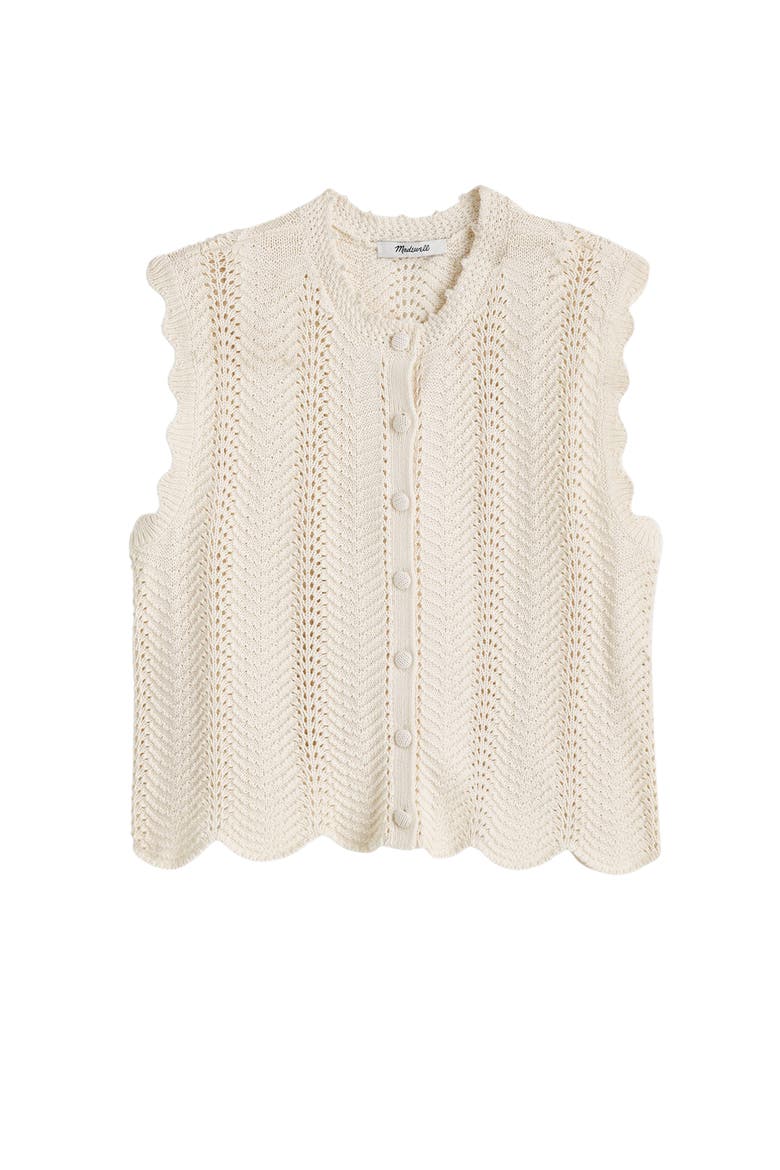Wavy Knit Button-Up Shell, Alternate, color, VINTAGE IVORY
