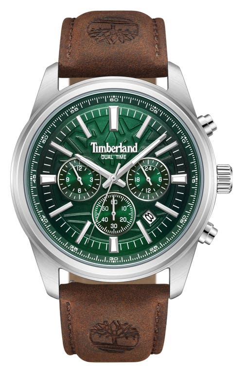 Timberland Northbridge Multifunction Chronograph Leather Strap Watch, 45mm In Dark Brown