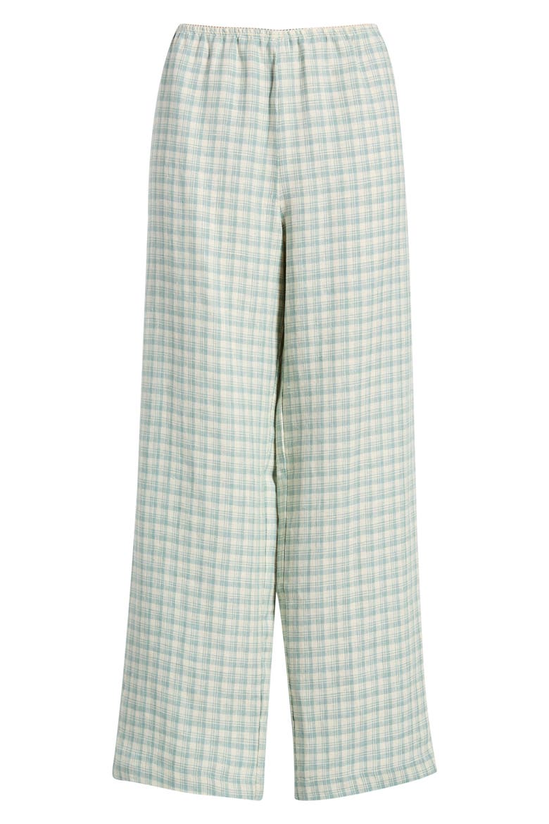 Lilah Check Print Wide Leg Linen Pants, Alternate, color, ZEPHYR CHECK