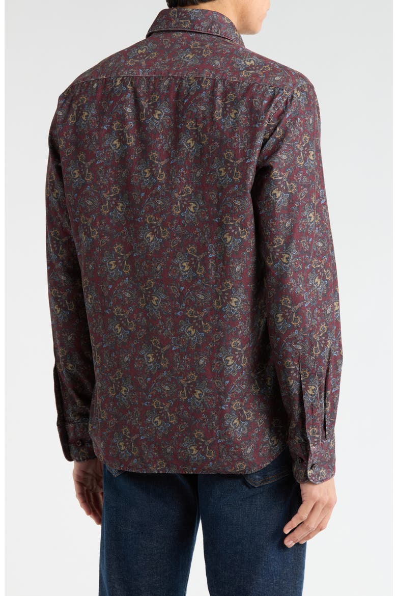 Modern Fit Corduroy Button Front Shirt, Alternate, color, DARK RED
