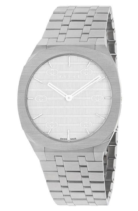 25H Stainless Steel Bracelet Watch, 38mm