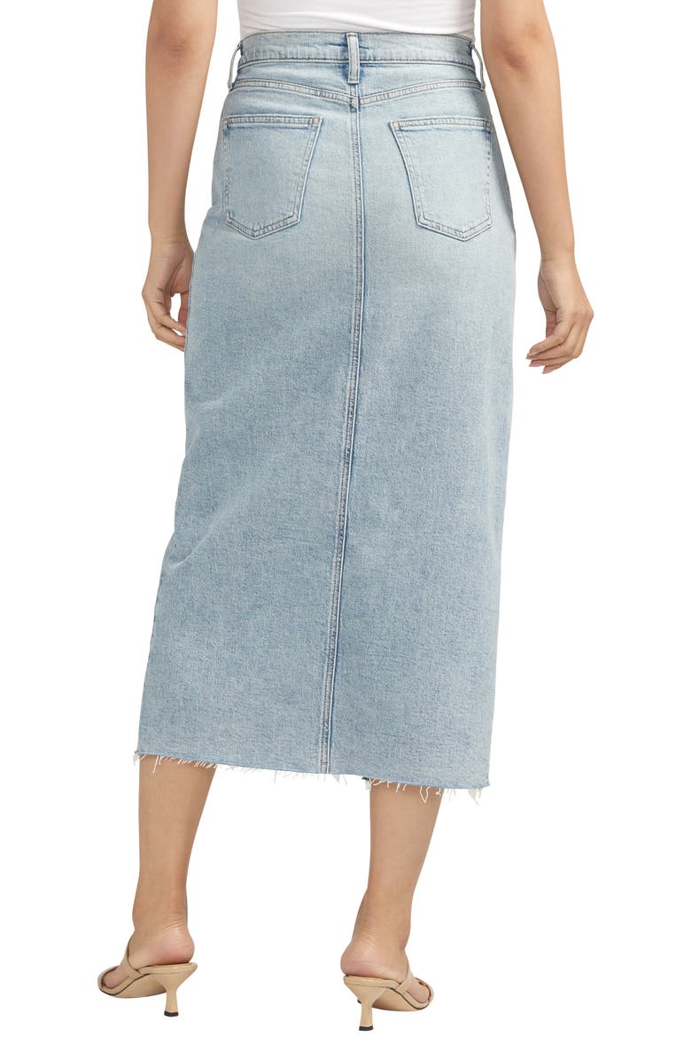 Silver Jeans Co. Front Slit Denim Midi Skirt, Alternate, color,