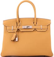Pre-Owned Hermes Birkin Handbag Light Togo with Palladium Hardware 30