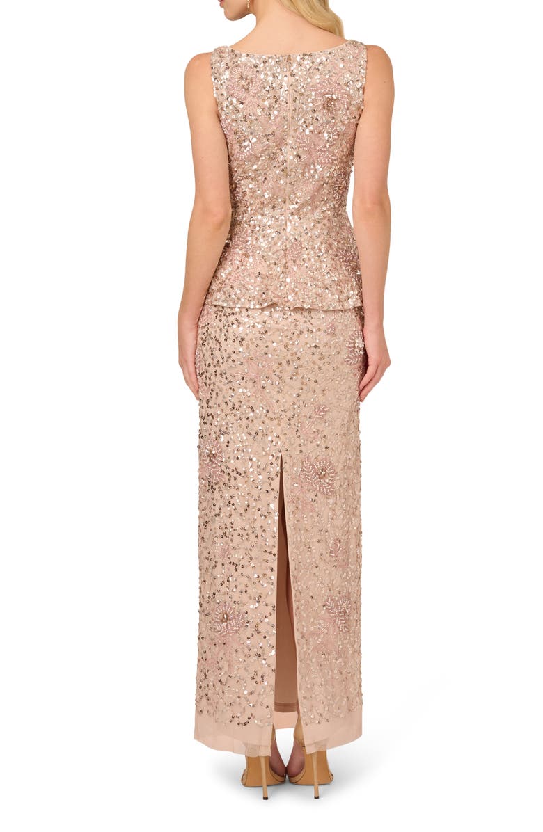 Adrianna Papell Beaded Peplum Sleeveless Gown, Alternate, color,