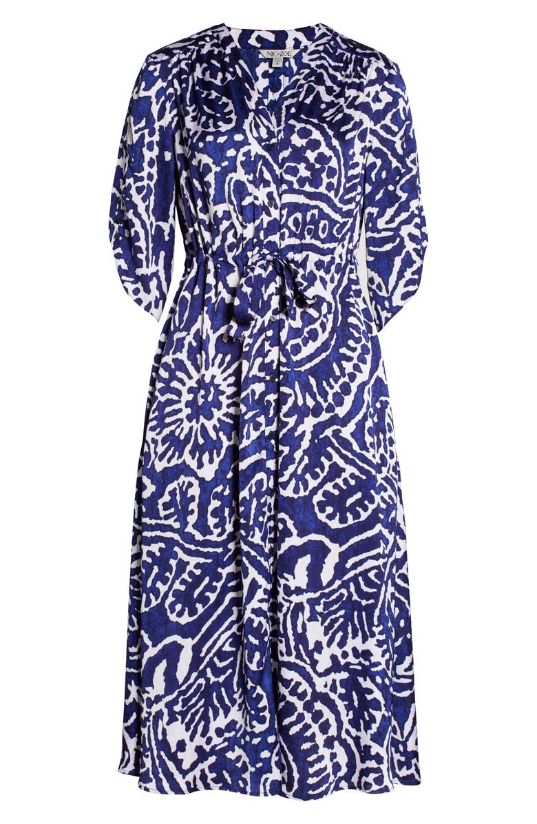 NIC+ZOE Indigo Stamp Print Shirtdress, Alternate, color,