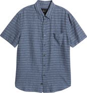 Rails Carson Stripe Short Sleeve Stretch Linen Blend Button-Up Shirt
