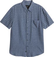 Rails Carson Stripe Short Sleeve Stretch Linen Blend Button-Up Shirt