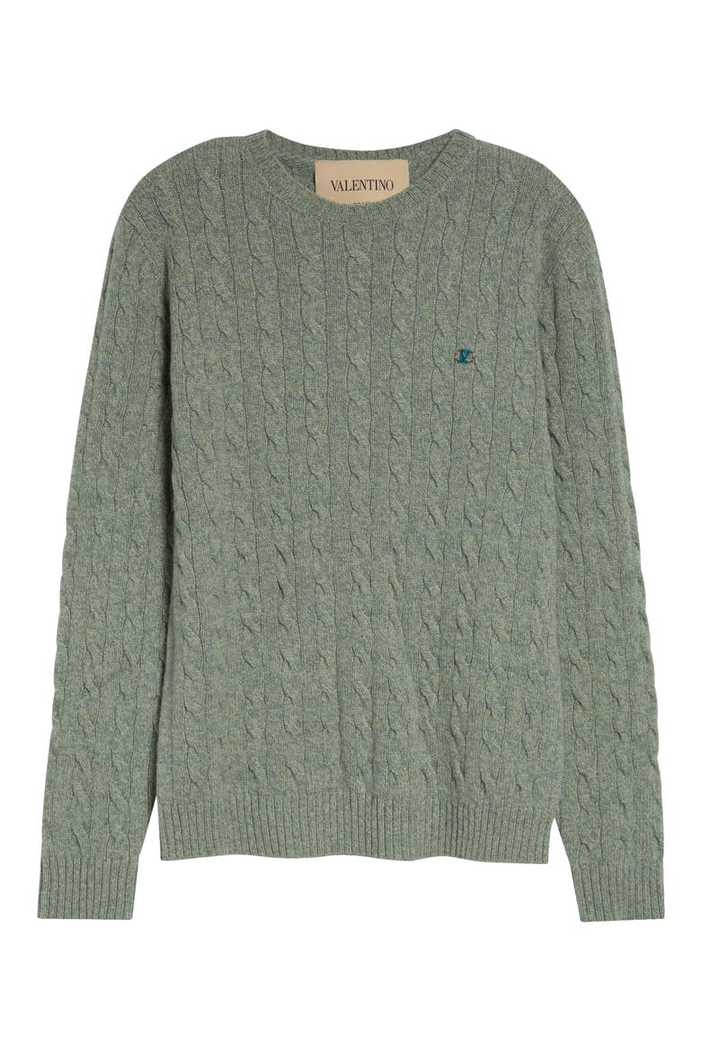 Maglia VLOGO Signature Cabled Virgin Wool Crewneck Sweater, Main, color, STONE