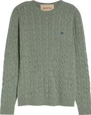 Valentino Maglia VLOGO Signature Cabled Virgin Wool Crewneck Sweater