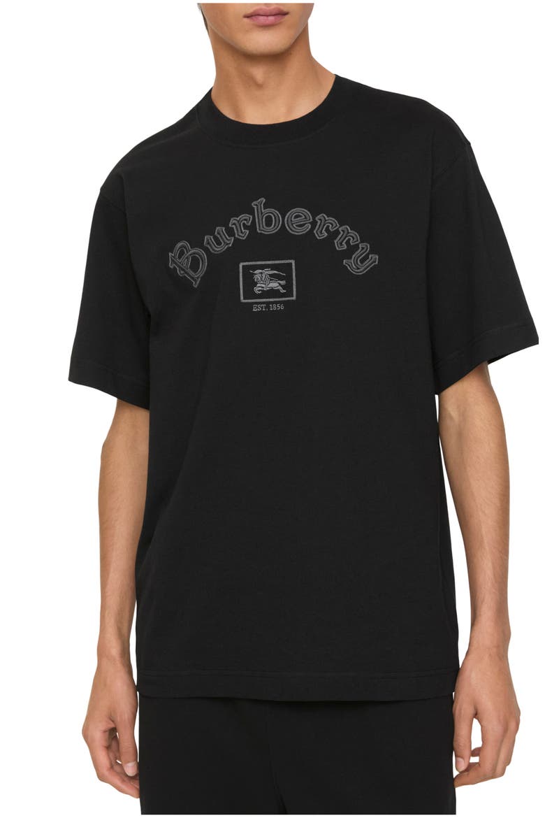 Gothic Logo Cotton T-shirt, Main, color, Black