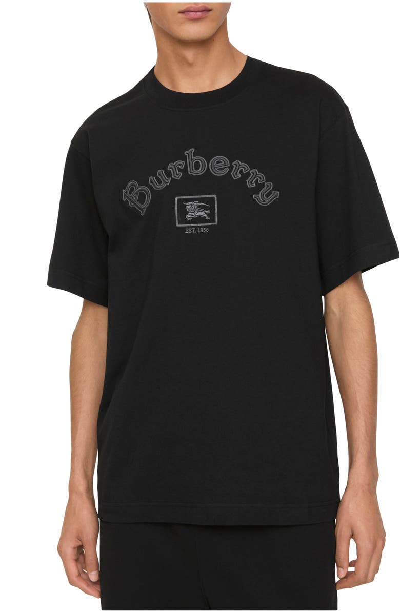 Burberry Gothic Logo Cotton T-shirt, Main, color, Black