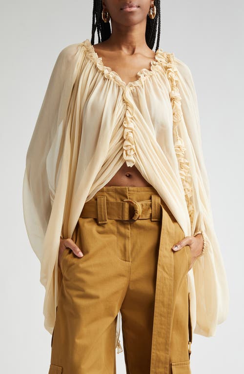 Zimmermann Draped Ruffle Top In Tea