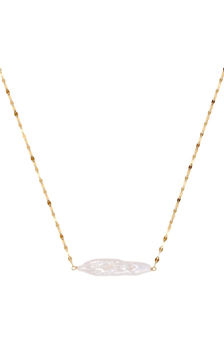 MADE BY MARY Baroque Pearl Bar Necklace, Main, color, Gold Vermeil