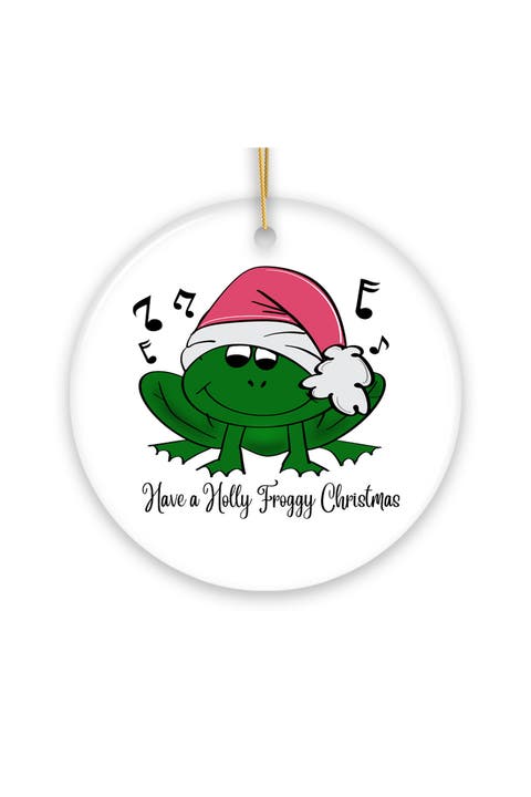 Holly Froggy Singing Frog Christmas Ornament