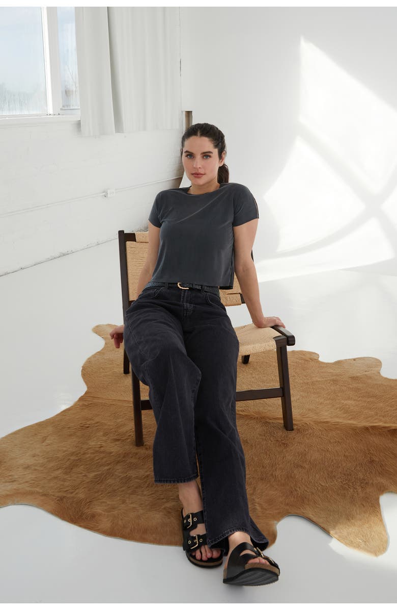 KADA The Cupro Infinity Tee Crop, Alternate, color, Ink