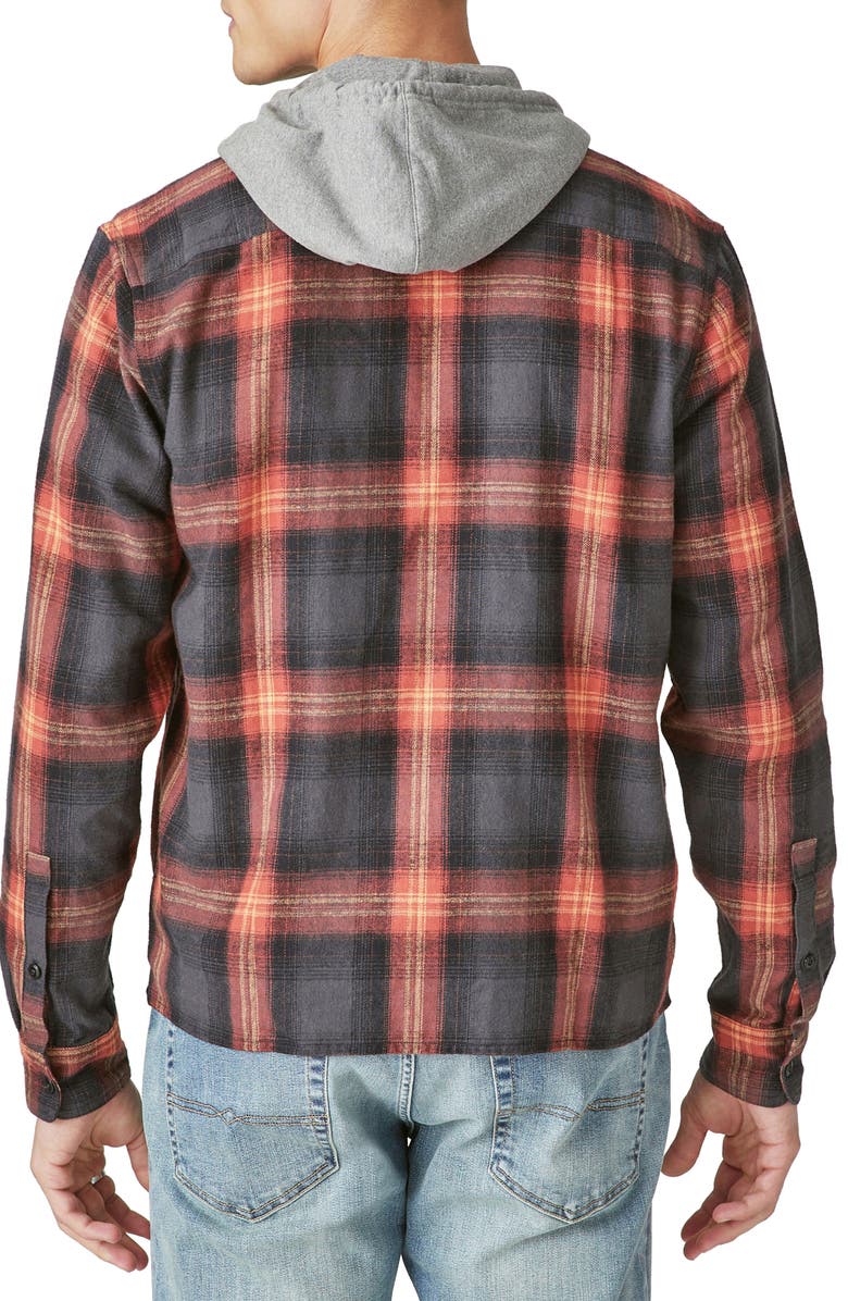 Lucky Brand Plaid Cotton Flannel Hooded Shirt Jacket, Alternate, color, 