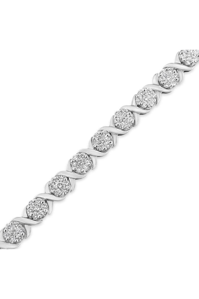 14K White Gold 6-1/3 Cttw Round Diamond Cluster Tennis Bracelet, Alternate, color, White