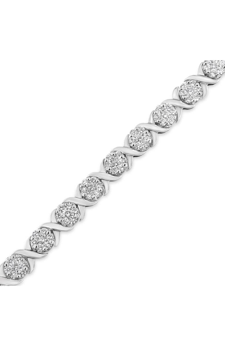 Haus of Brilliance 14K White Gold 6-1/3 Cttw Round Diamond Cluster Tennis Bracelet, Alternate, color, White