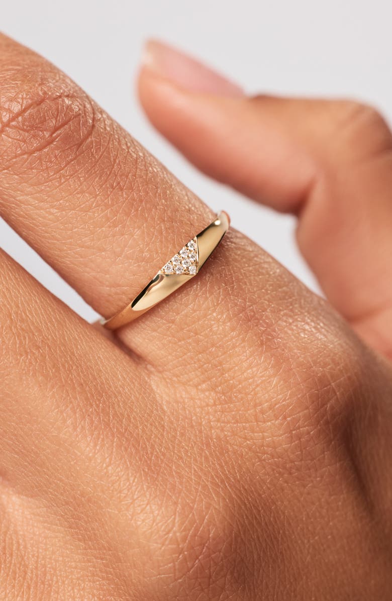 Ana Luisa Solid Yellow Gold - Trillion Diamond Signet Ring, Alternate, color, Gold