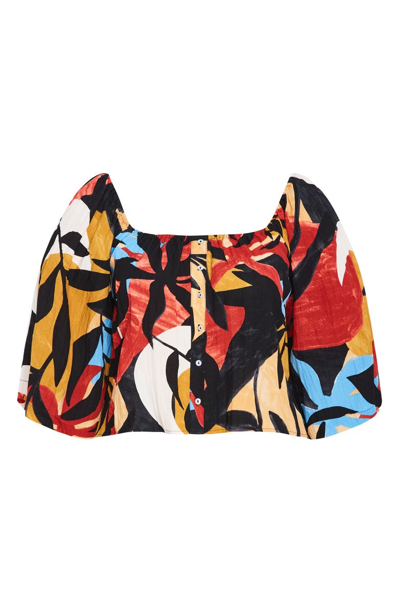 City Chic Maiya Printed Button-Up Top, Alternate, color, Tropical Oasis