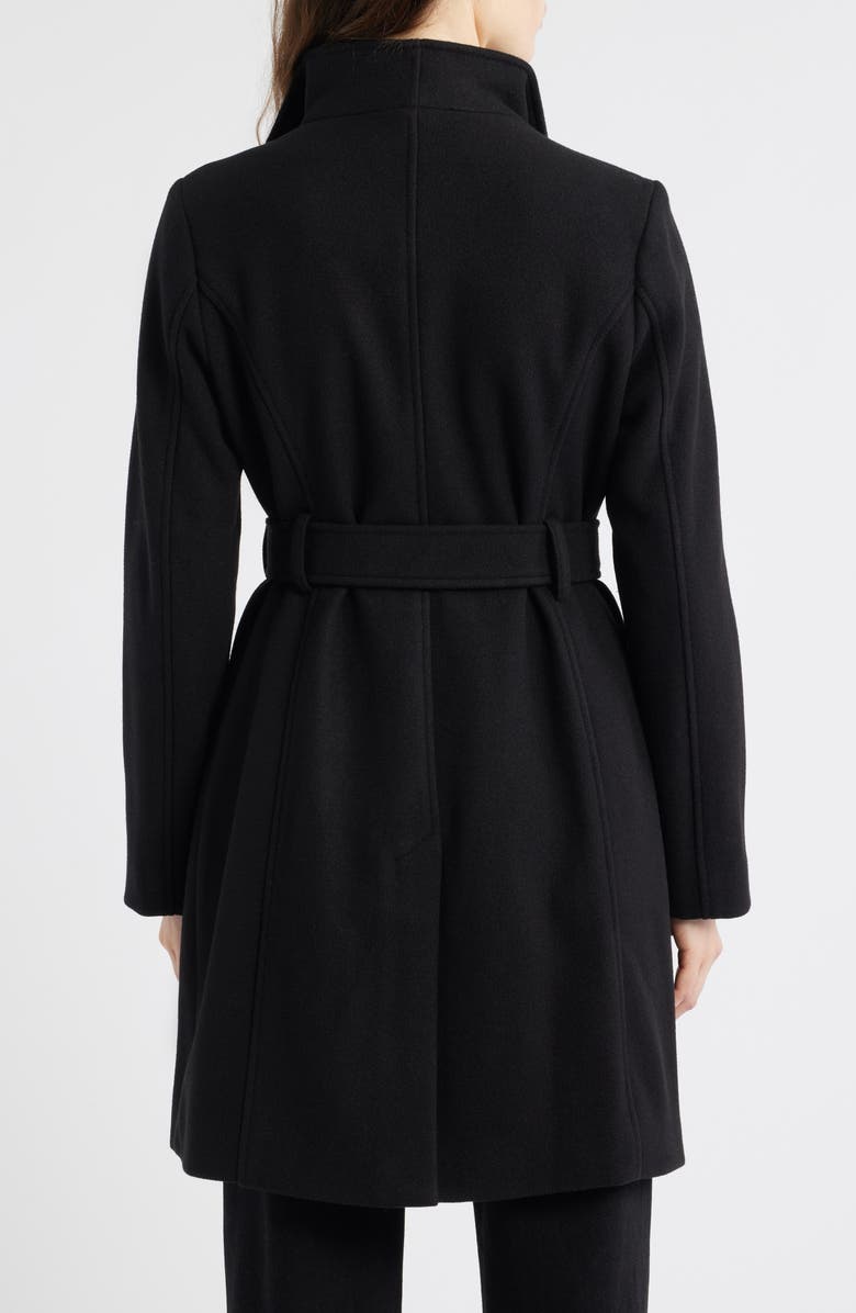 Michael Kors Belted Coat with Oversize Collar, Alternate, color, Black