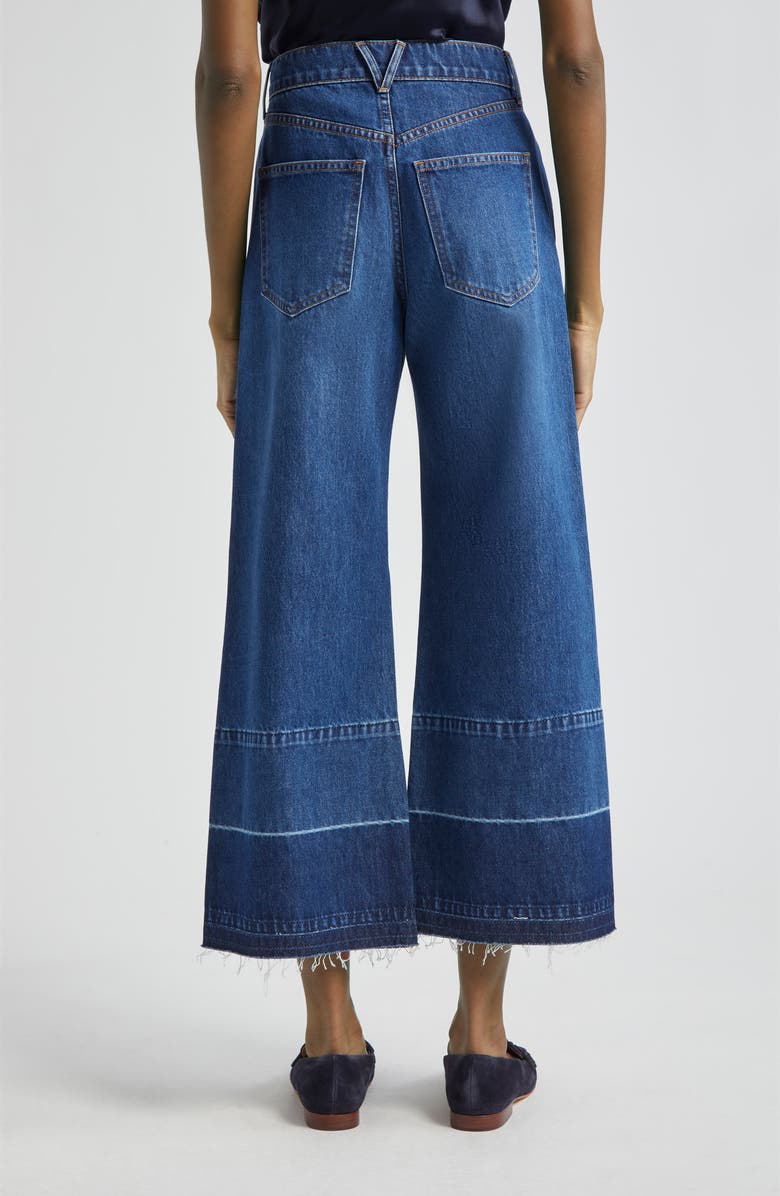 Veronica Beard Taylor Release Hem High Waist Ankle Wide Leg Jeans, Alternate, color, Bright Blue