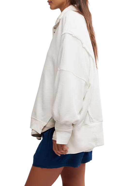 Free People Camden Henley Sweatshirt In Optic White