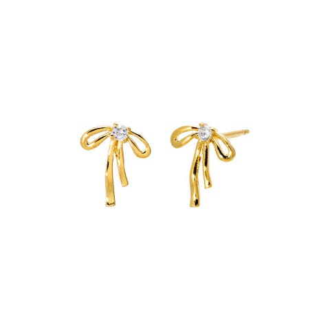 Dainty Bow CZ Stud Earring