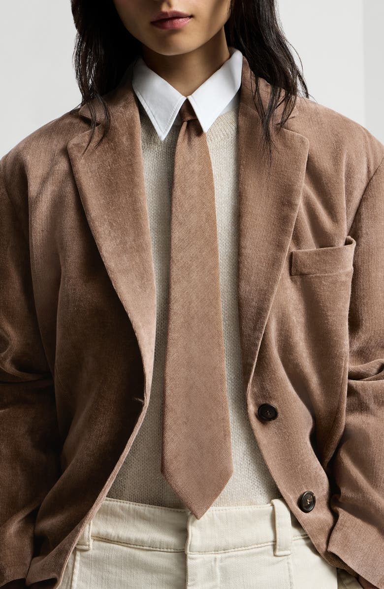Brunello Cucinelli Fluid corduroy tie, Alternate, color, Espresso