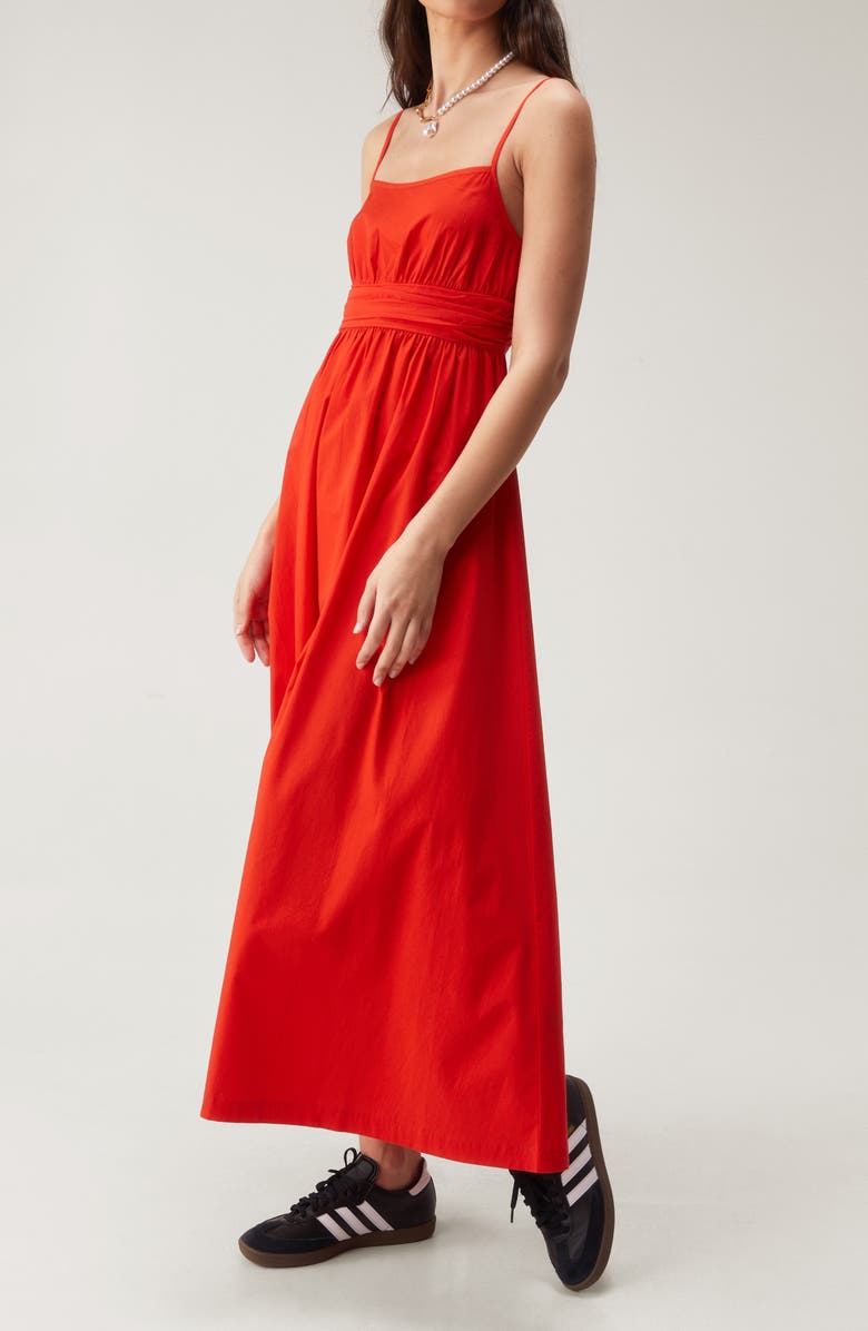 NASTY GAL Open Back Cotton Midi Dress, Alternate, color, Red
