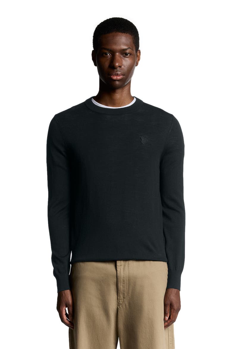Tonal Eagle Merino Crew Neck Sweater, Alternate, color, Jet Black