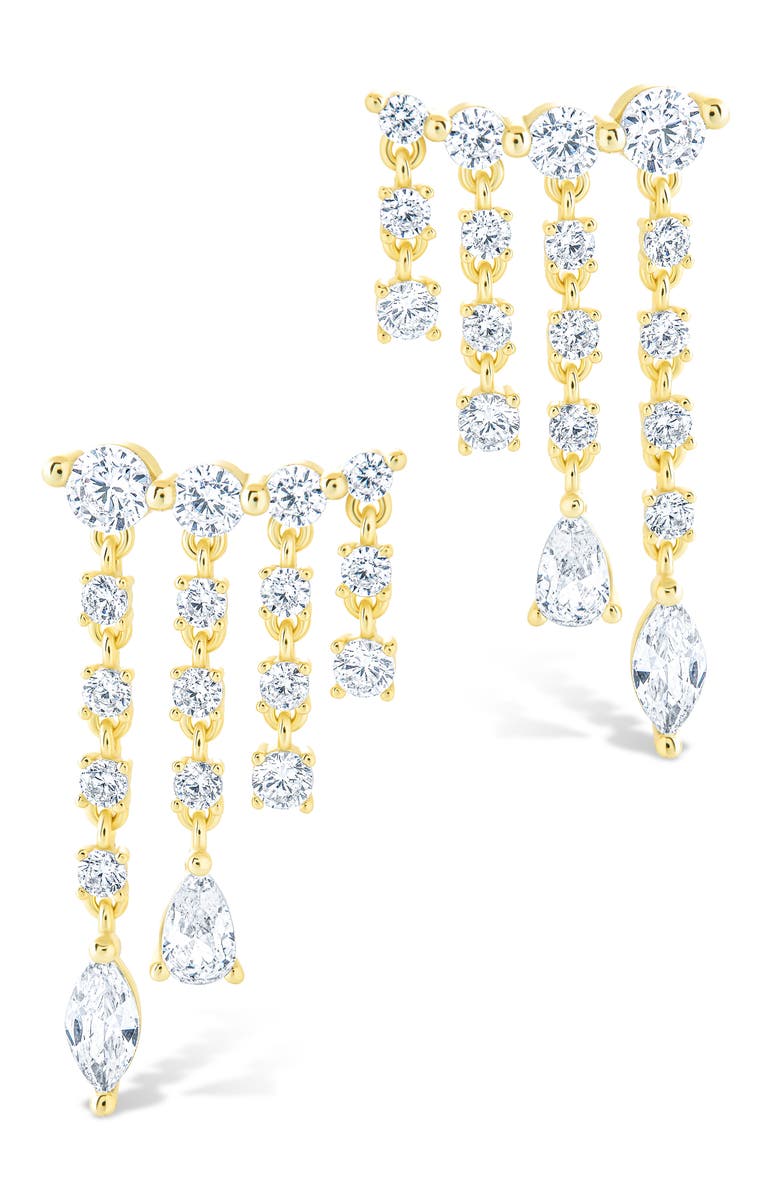 Sterling Forever Adrian Cubic Zirconia Drop Earrings, Alternate, color, Gold