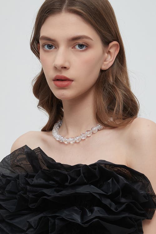 Classicharms Frostnova Azeztulite Clear Phantom Large Crystal Sphere Necklace-14mm In Gold