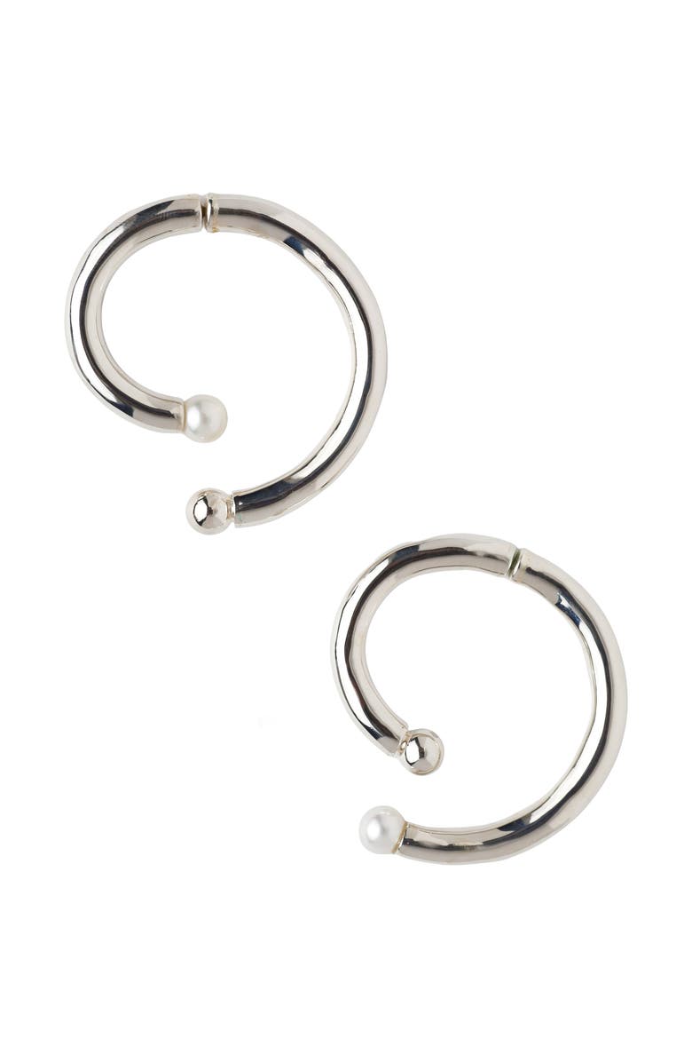 67jewelry Swirl Pearl Earrings, Main, color, Silver