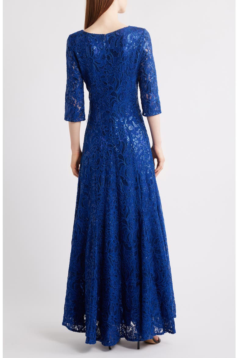 Beaded Sequin Long Sleeve Gown, Alternate, color, DEEP ROYAL
