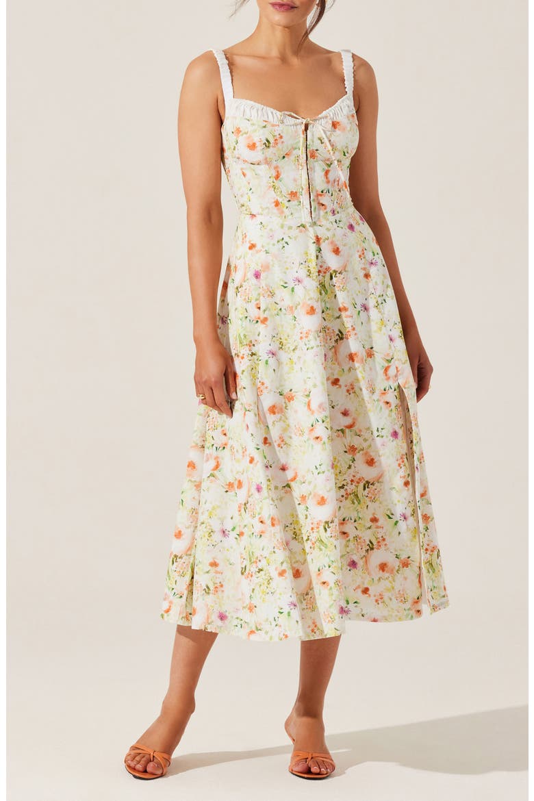 Julietta Floral Cotton Dress, Main, color, ORANGE GREEN FLORAL
