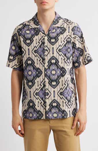 NN07 Julio Ikat Print Linen & Cotton Camp Shirt